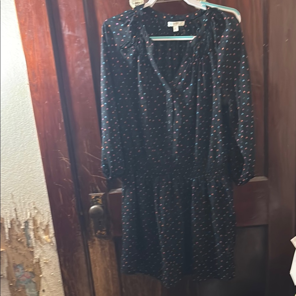 Love Fire Black V-Neck Bishop Sleeve Dress